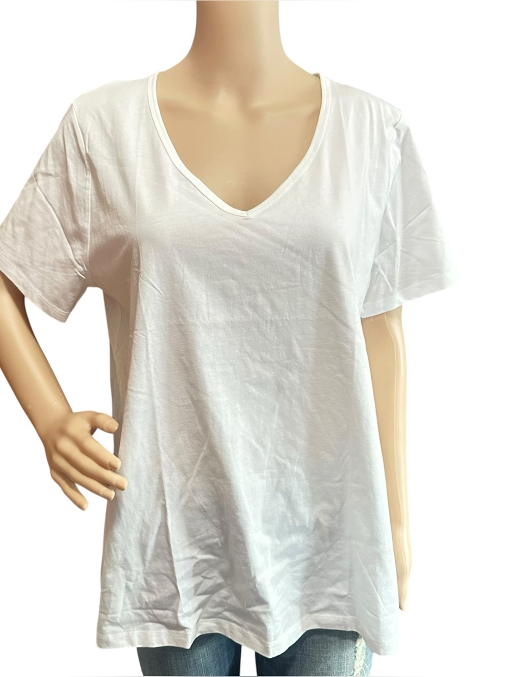 Ann Taylor white V neck tshirt XL NWT